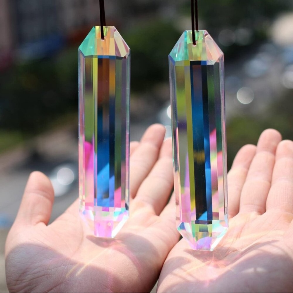 2PCS 5" Large Crystal Suncatcher Prisms Window Light Reflecting Rainbow Makers